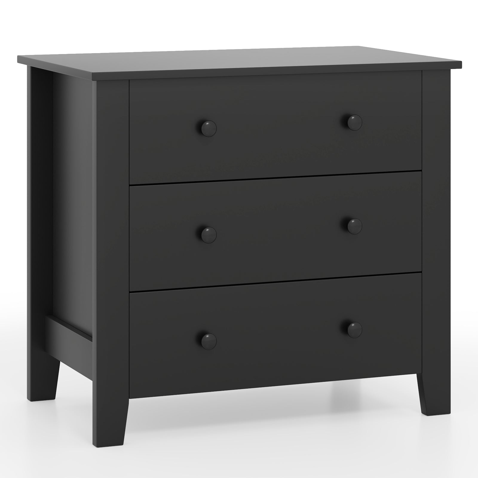 3 Drawer Dresser Chest of Drawers Bedside Table, Black Wood Grain Cabinets & Chests Black Wood Grain at Gallery Canada
