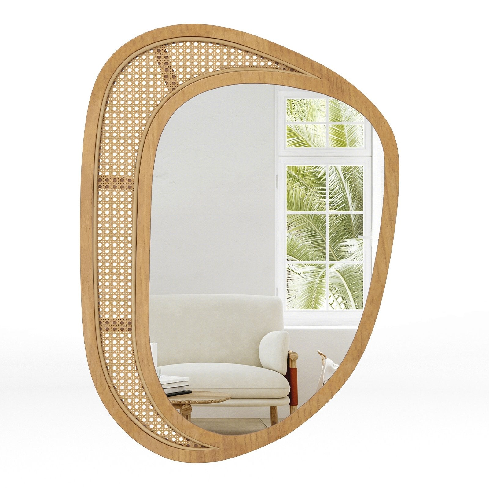 Bohemian Irregular Wall Mounted Decorative Mirror with Wooden Frame, Natural Wall Mirrors at Gallery Canada