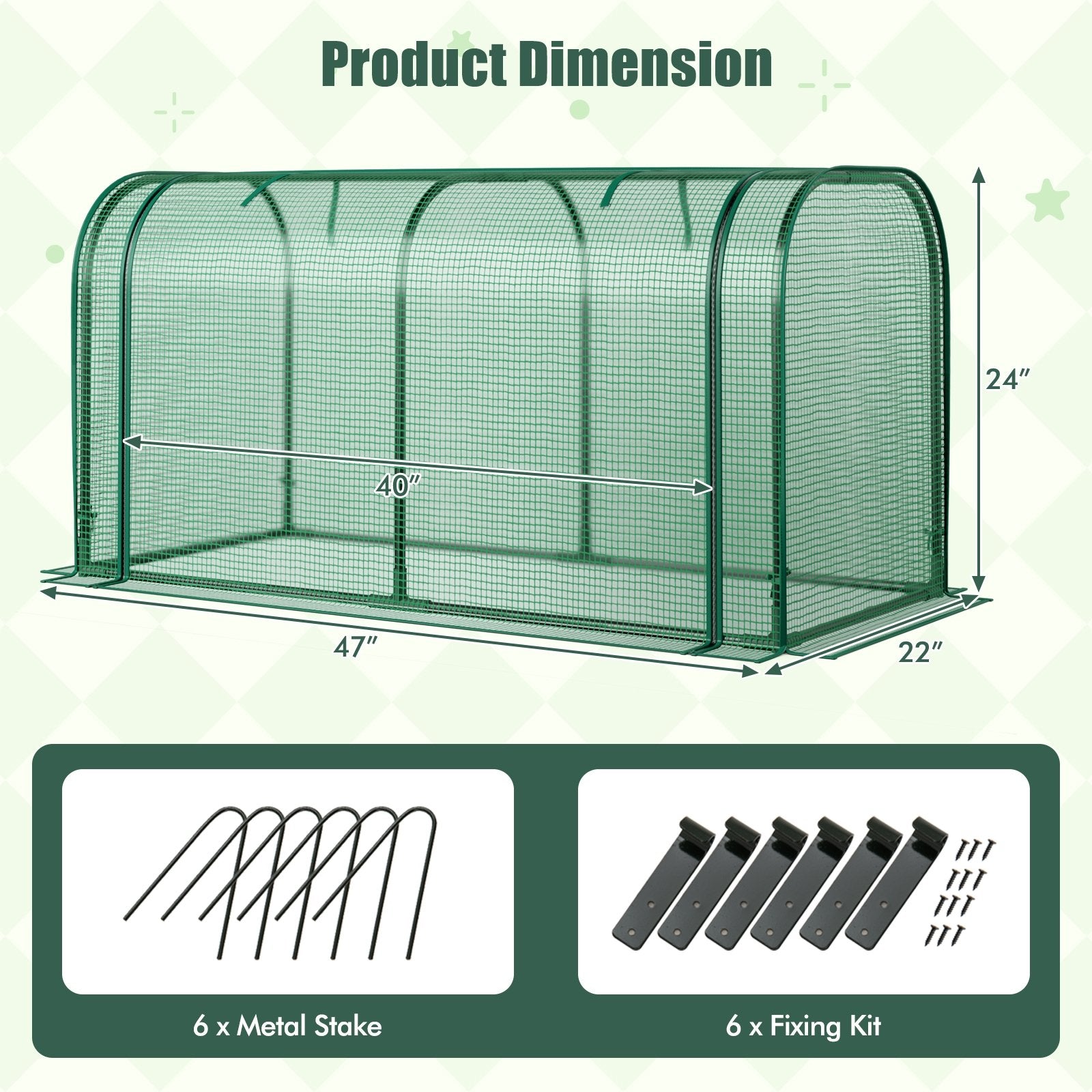 Mini Tunnel Greenhouse with Roll-up Zipper Door, Green Greenhouses at Gallery Canada