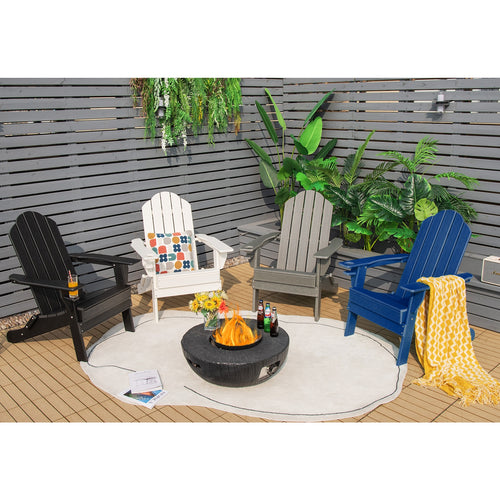 Foldable Weather Resistant Patio Chair with Built-in Cup Holder, Navy