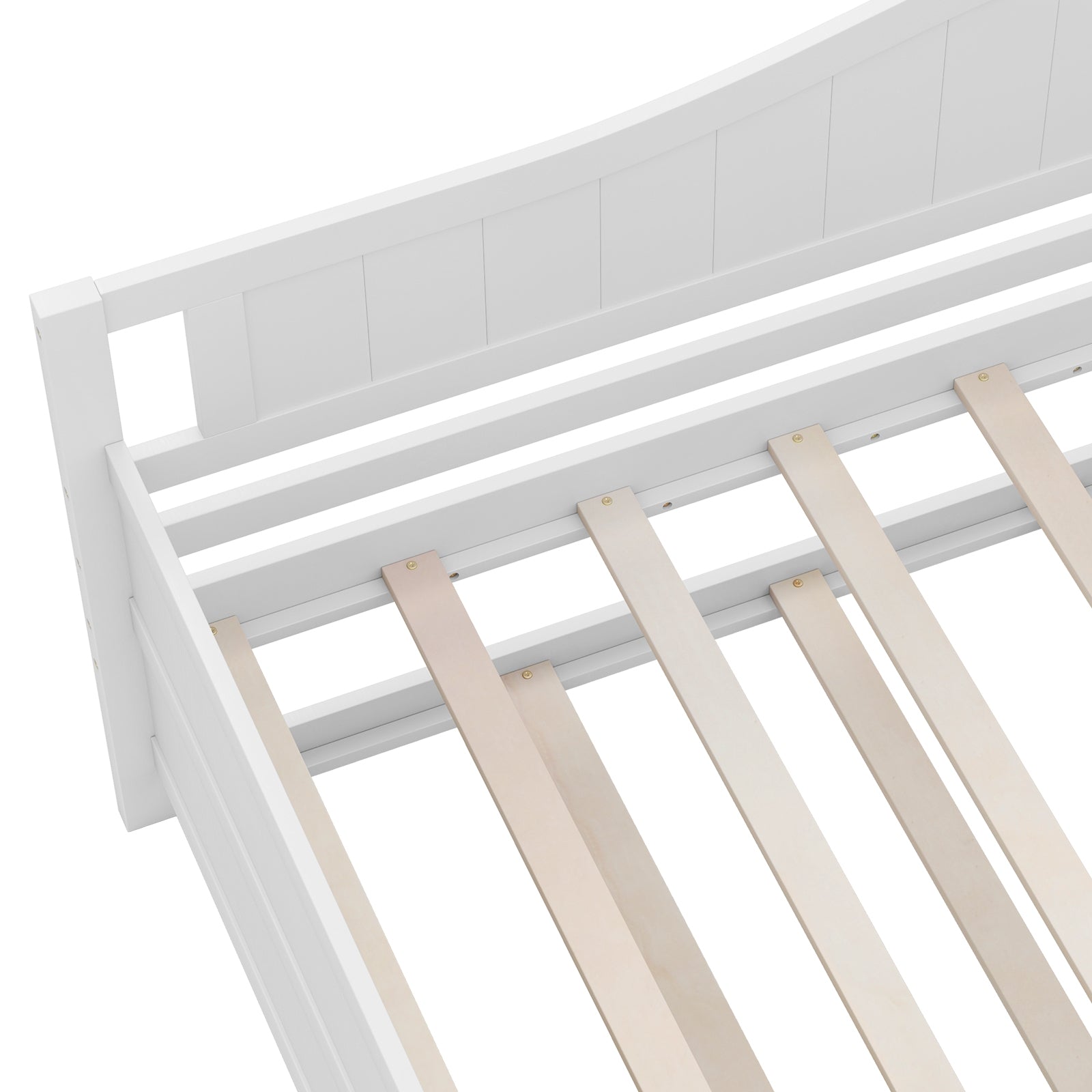 Twin Size Daybed with Trundle and Slats Support on Wheels, White Trundle Bed Frame at Gallery Canada