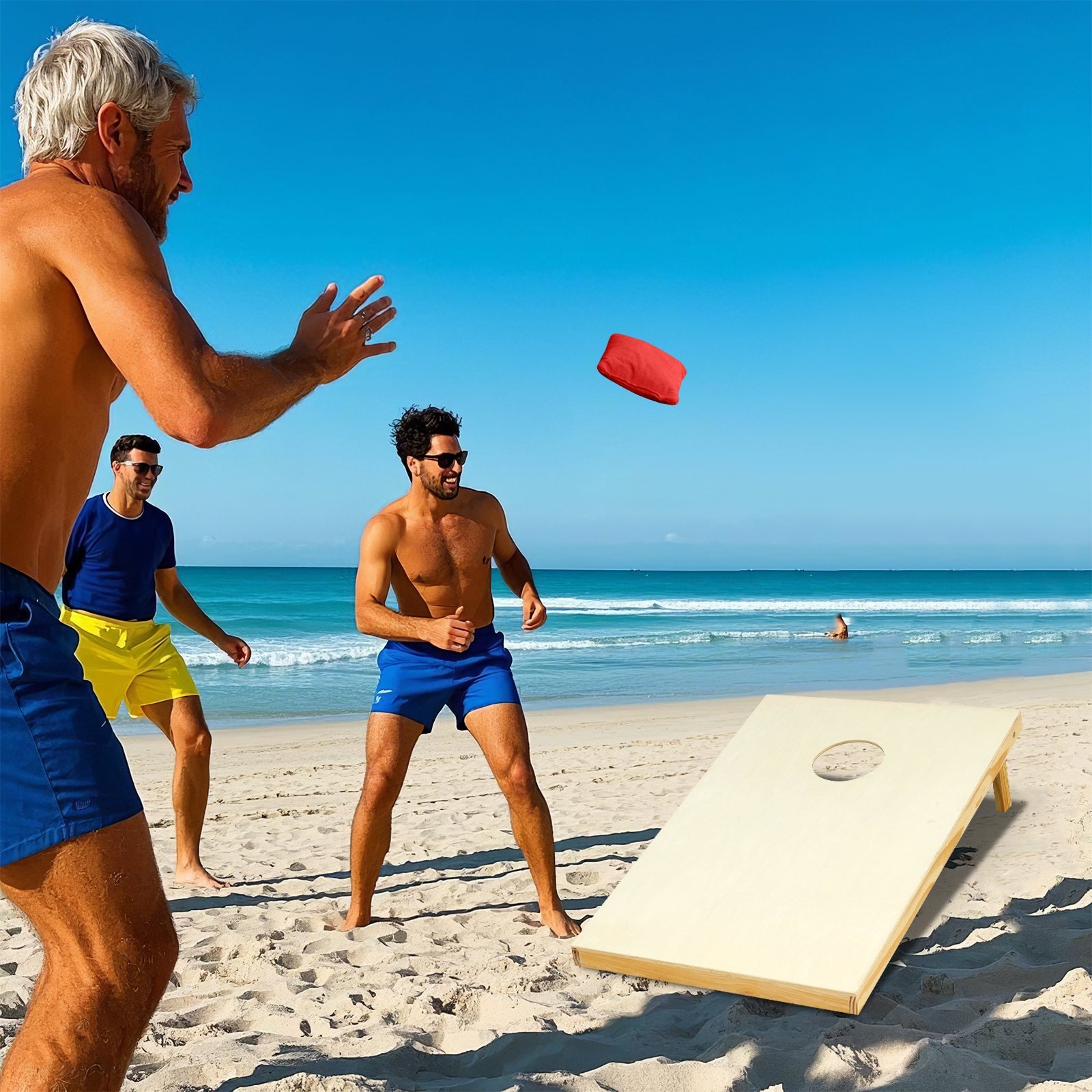Solid Wood Cornhole Board Set Portable Corn Hole Game Board Includes 8 Bean Bags-S, Natural Sandboxes at Gallery Canada