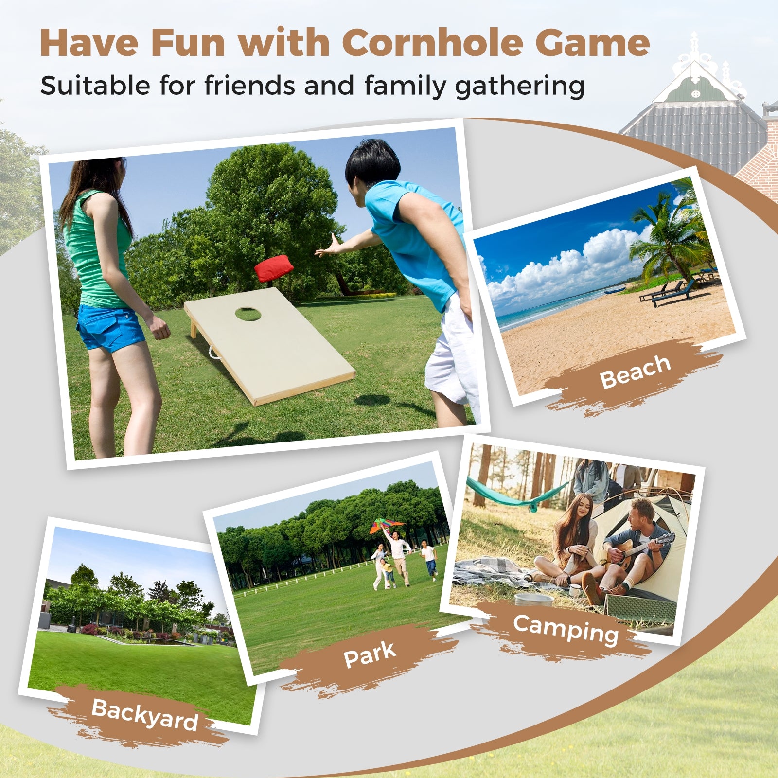 Solid Wood Cornhole Board Set Portable Corn Hole Game Board Includes 8 Bean Bags-S, Natural Sandboxes at Gallery Canada