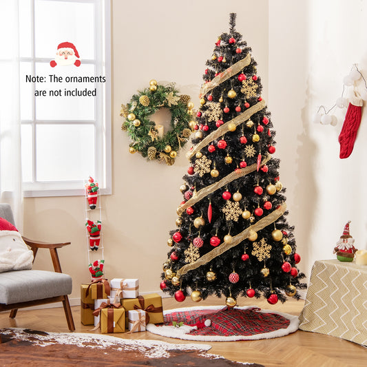 6/7 FT Artificial Christmas Tree with Bendable Top Section and Warm Light-7 ft, Black Christmas Tree Black  at Gallery Canada