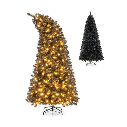 6/7 FT Artificial Christmas Tree with Bendable Top Section and Warm Light-7 ft, Black Christmas Tree Black  at Gallery Canada