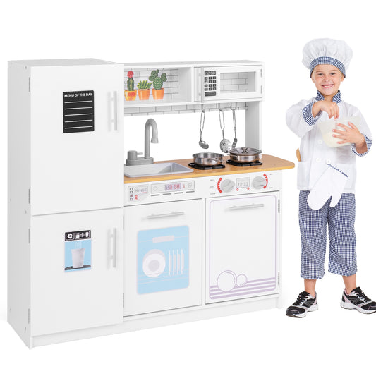 Toddler Pretend Play Kitchen Toy with Stove for 3+ Boys and Girls, White Play Kitchen Sets White  at Gallery Canada