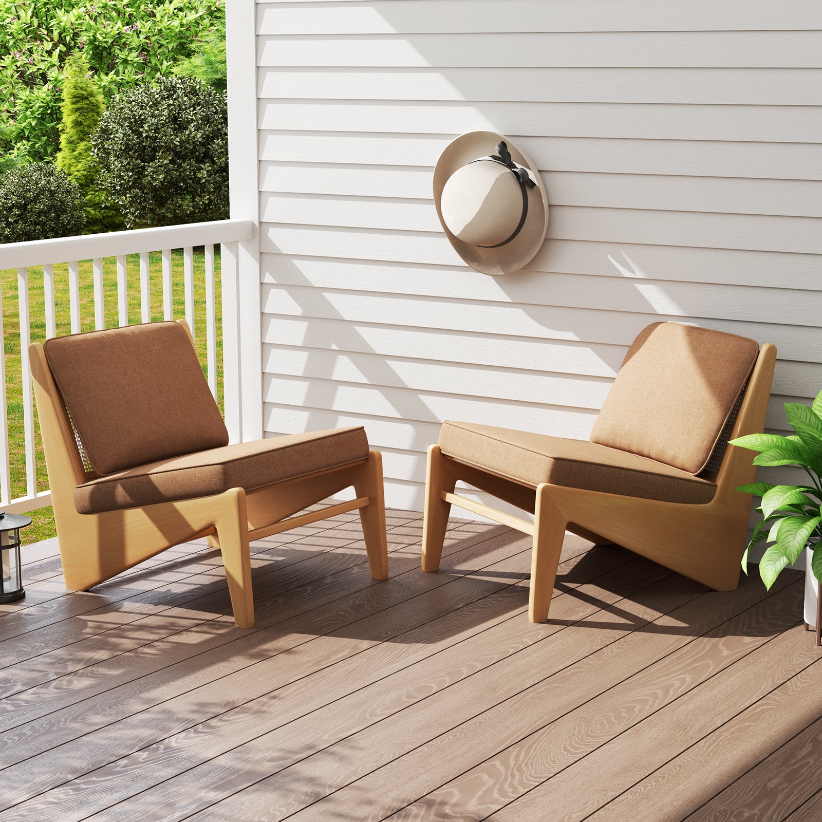 Set of 4 Outdoor Patio Cushion Set with Removable Covers, Brown Outdoor Furniture Accessories at Gallery Canada