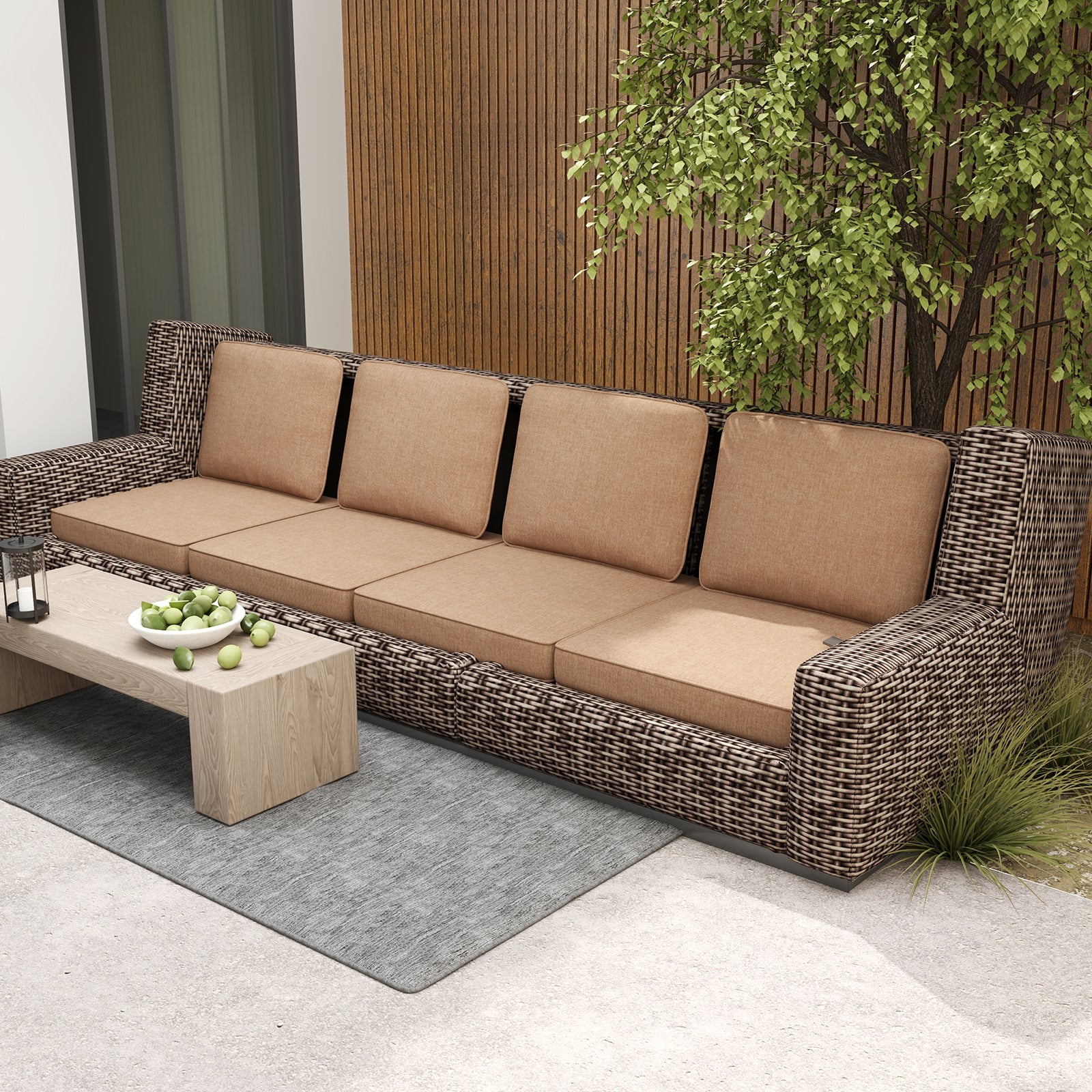 Set of 4 Outdoor Patio Cushion Set with Removable Covers, Brown Outdoor Furniture Accessories at Gallery Canada