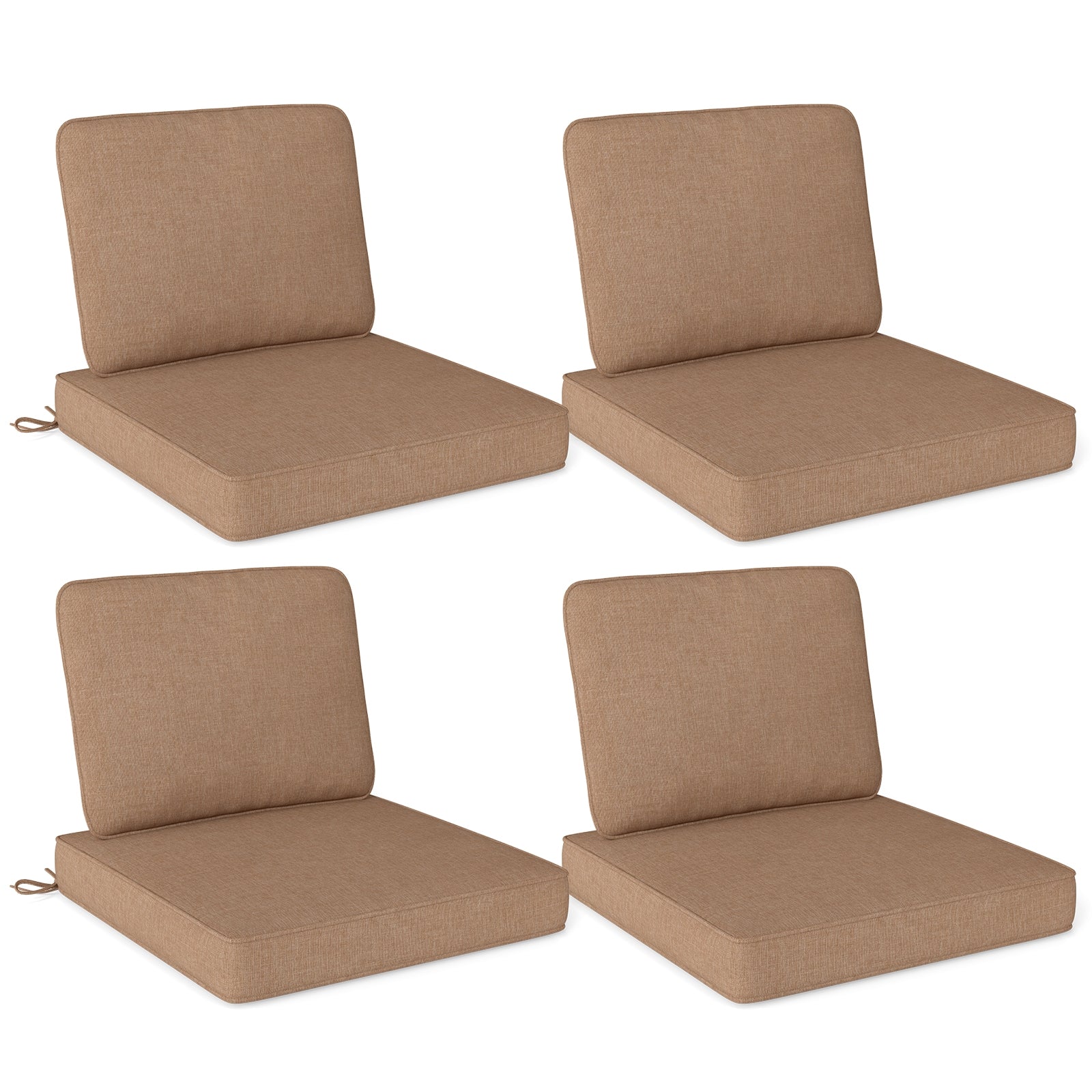 Set of 4 Outdoor Patio Cushion Set with Removable Covers, Brown Outdoor Furniture Accessories Brown at Gallery Canada