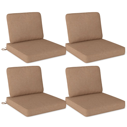Set of 4 Outdoor Patio Cushion Set with Removable Covers, Brown