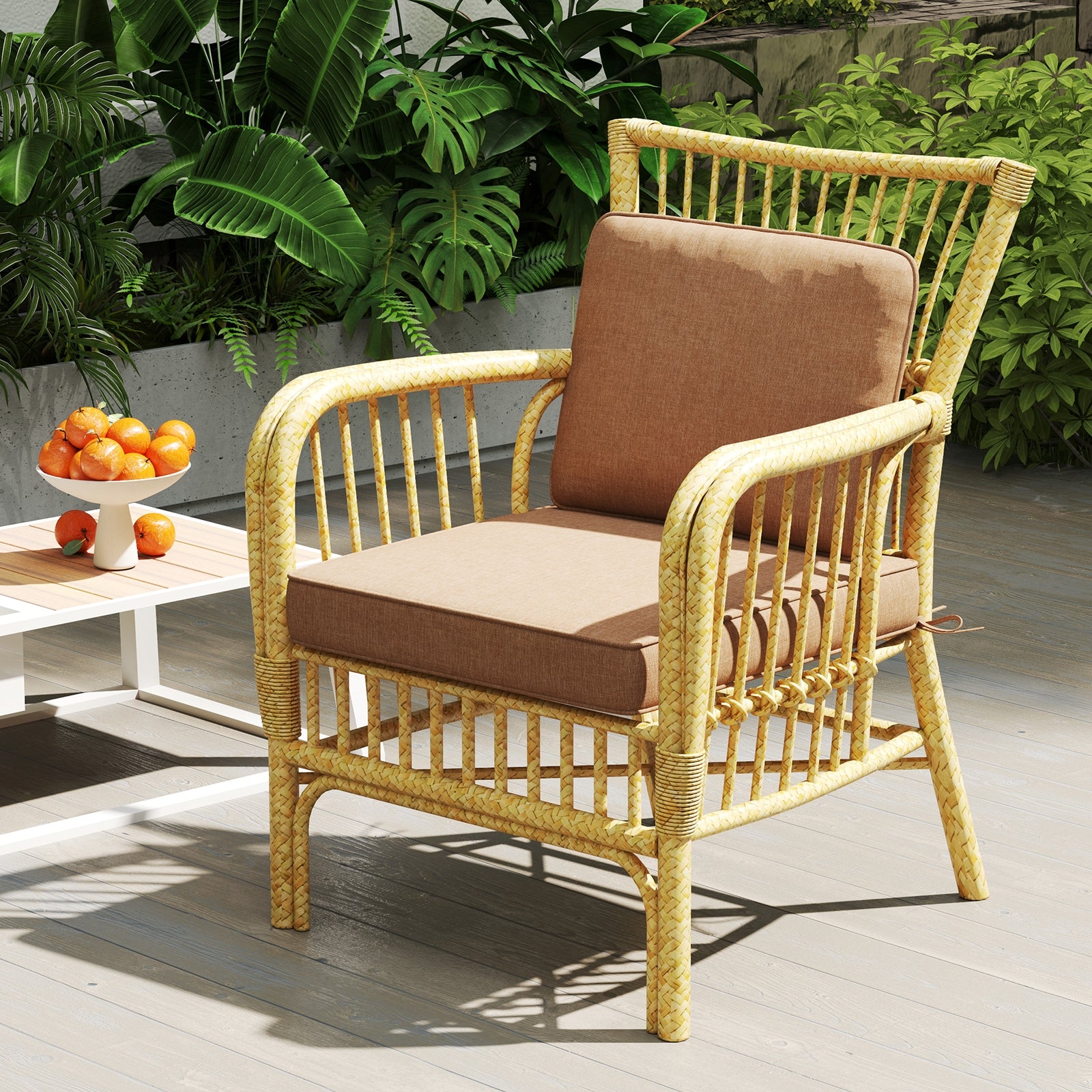 Set of 4 Outdoor Patio Cushion Set with Removable Covers, Brown Outdoor Furniture Accessories at Gallery Canada