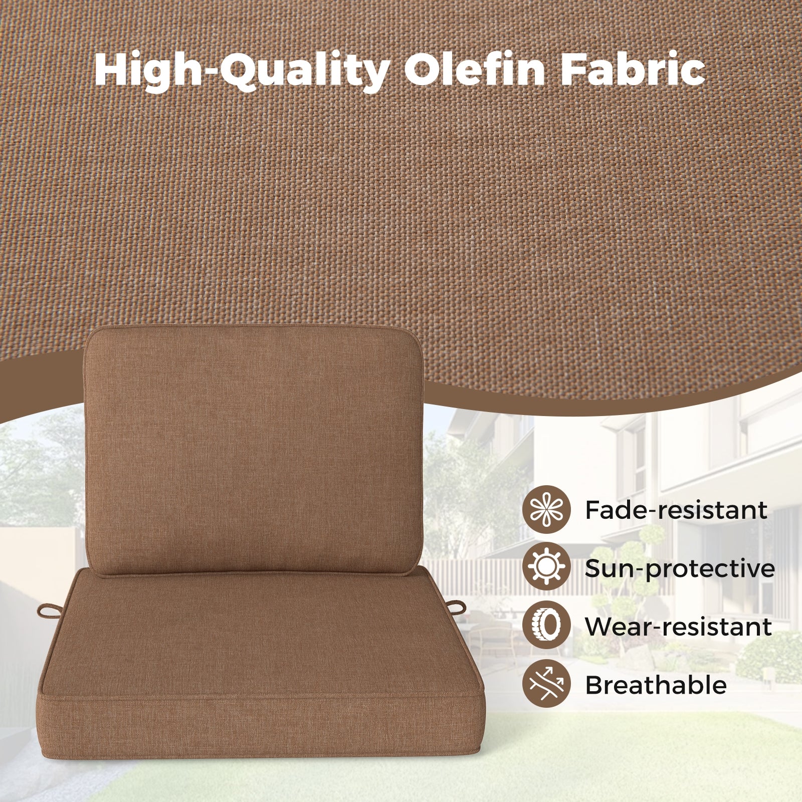 Set of 4 Outdoor Patio Cushion Set with Removable Covers, Brown Outdoor Furniture Accessories at Gallery Canada