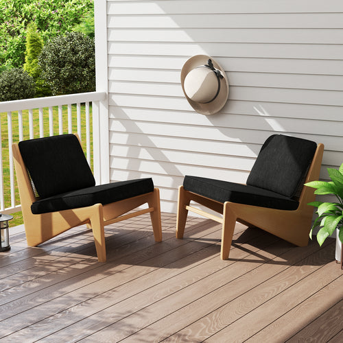 Set of 4 Outdoor Patio Cushion Set with Removable Covers, Black