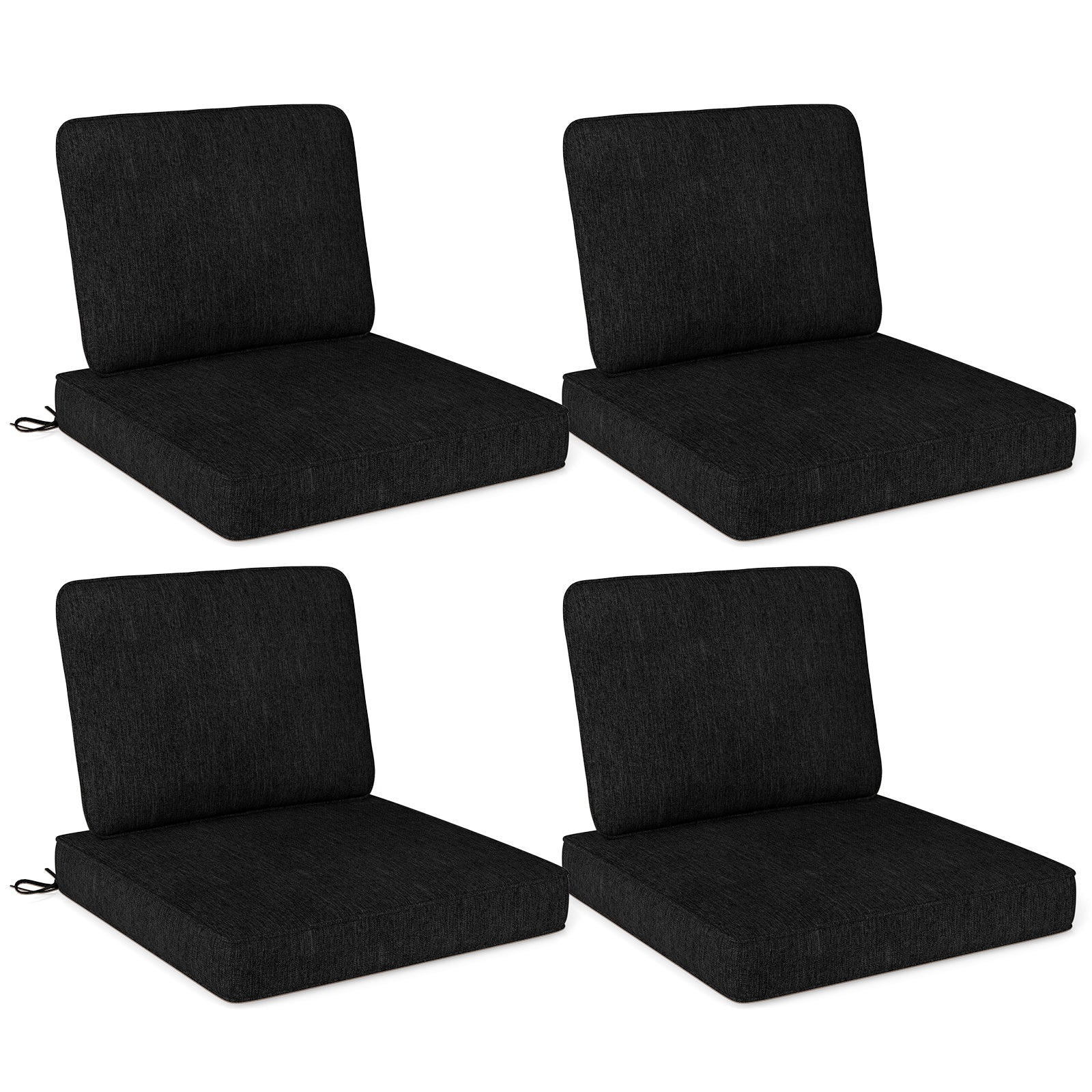 Set of 4 Outdoor Patio Cushion Set with Removable Covers, Black Outdoor Furniture Accessories Black at Gallery Canada
