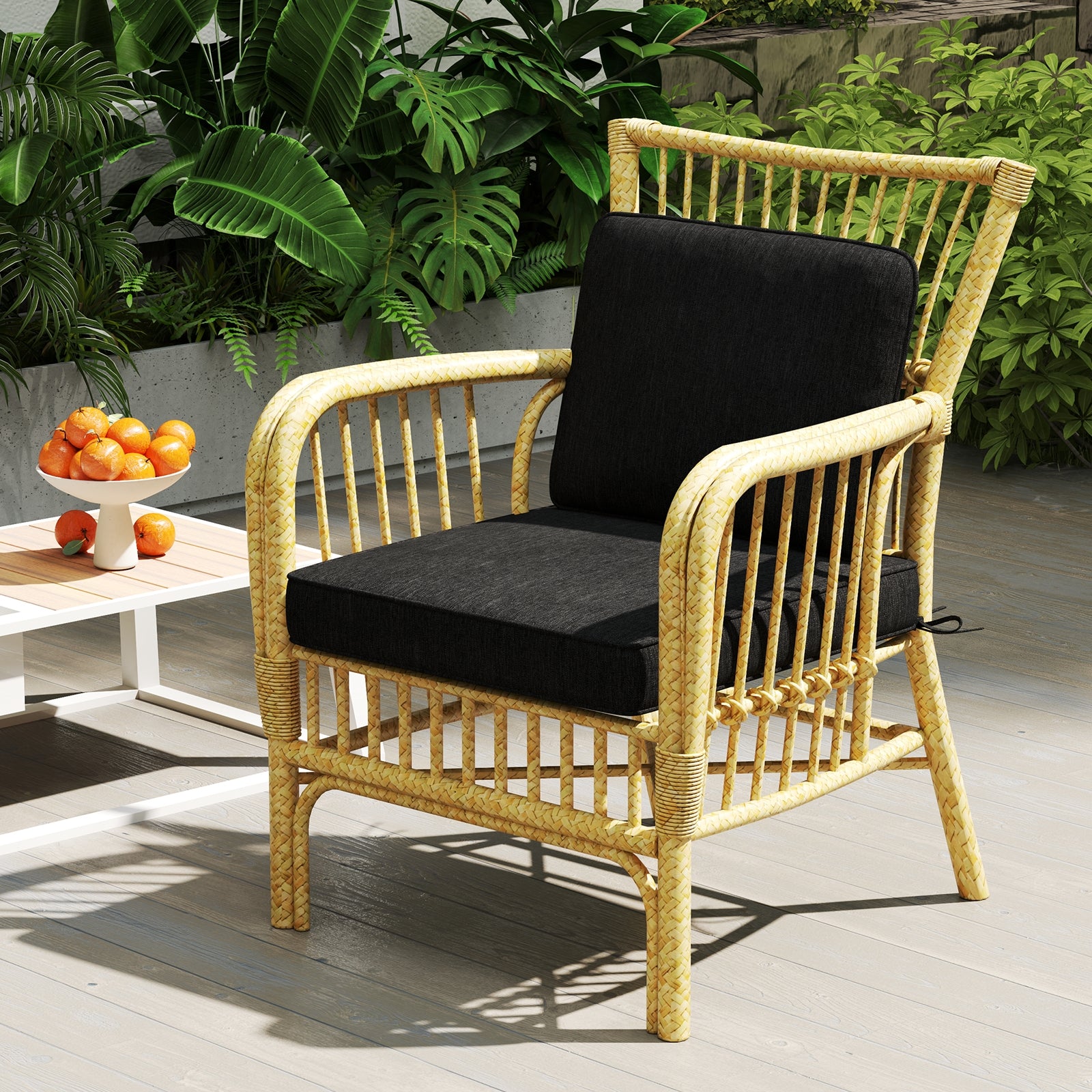 Set of 4 Outdoor Patio Cushion Set with Removable Covers, Black Outdoor Furniture Accessories at Gallery Canada