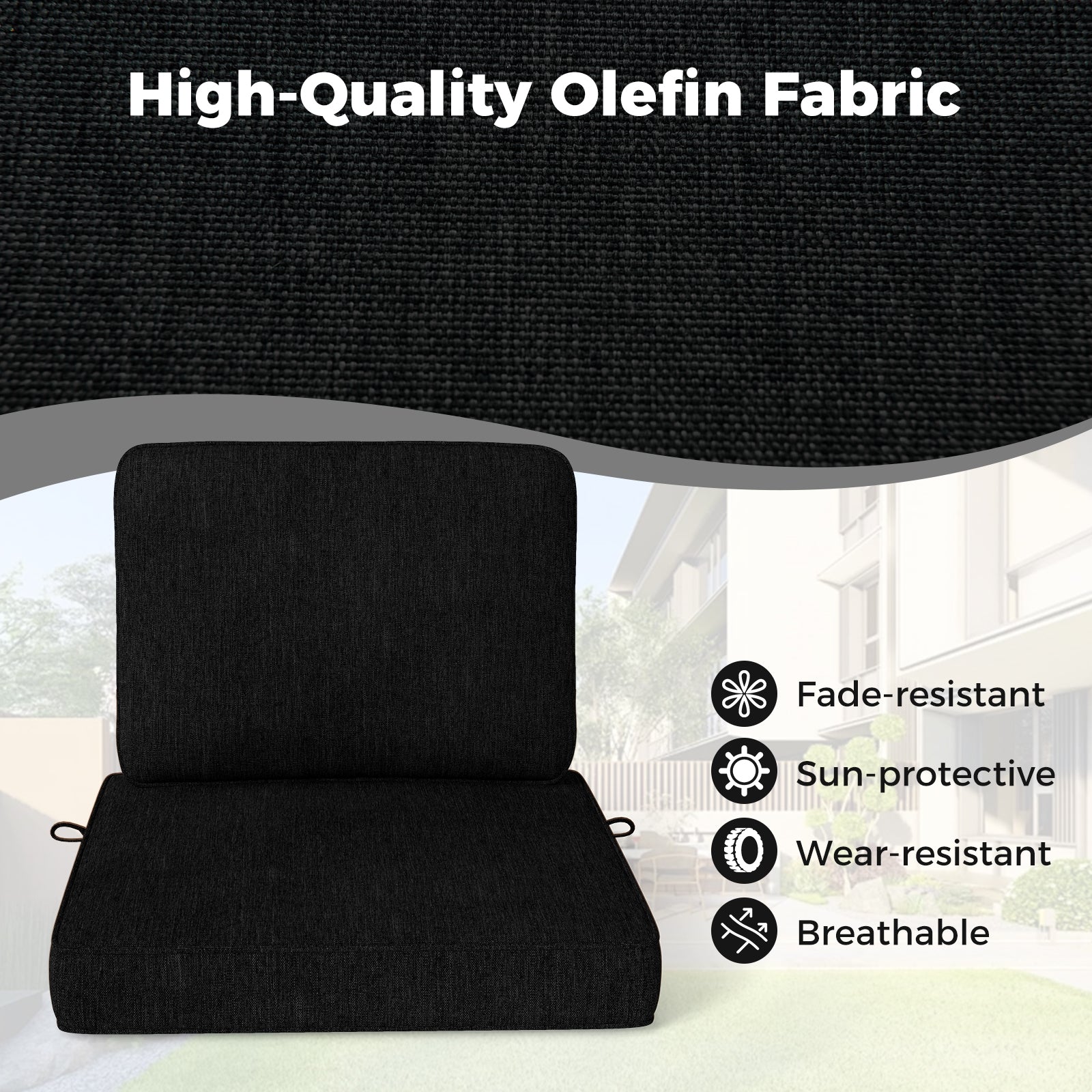 Set of 4 Outdoor Patio Cushion Set with Removable Covers, Black Outdoor Furniture Accessories at Gallery Canada