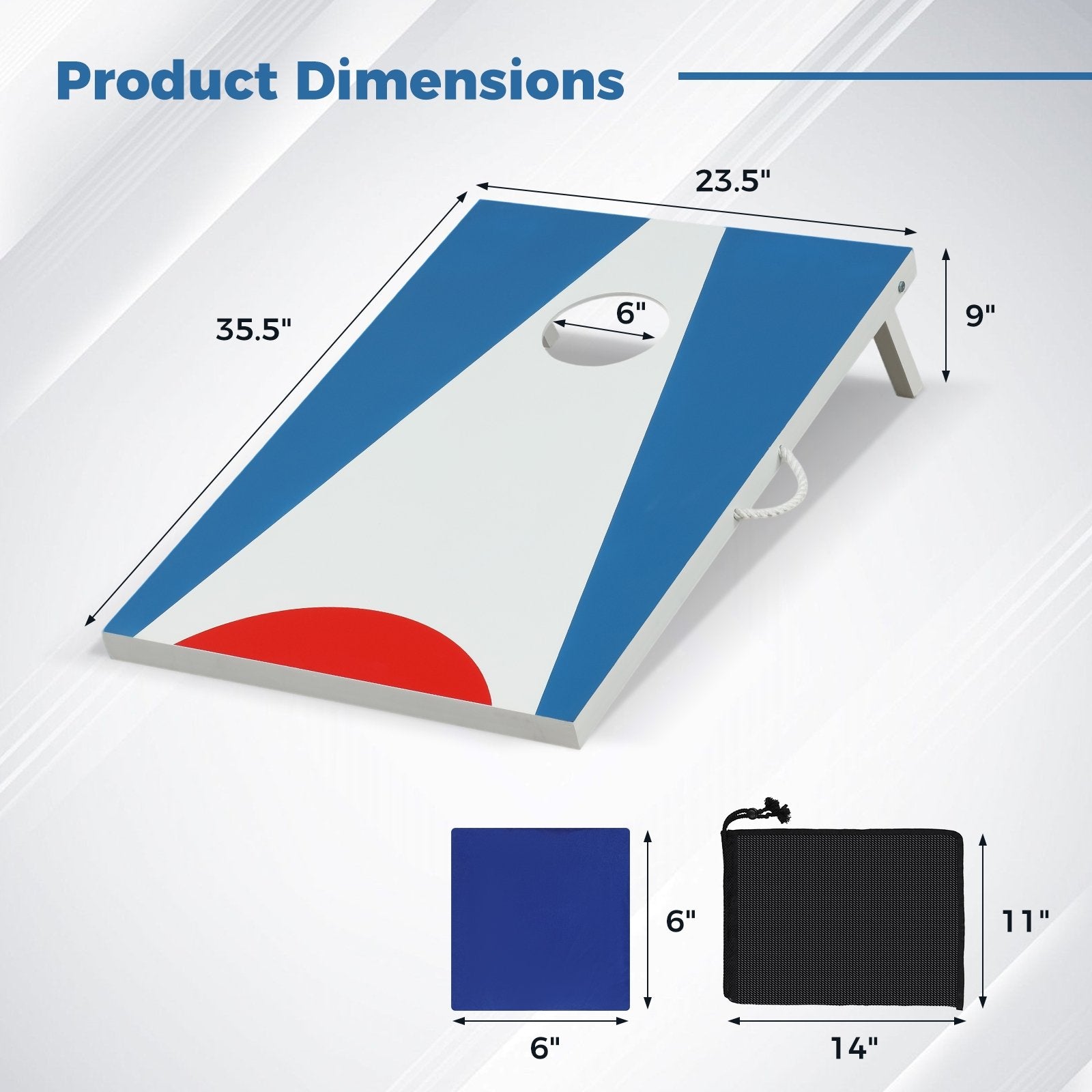 3 x 2FT Cornhole Board Set Portable Cornhole Board with Foldable Legs and Side Handle, Blue Game Room at Gallery Canada