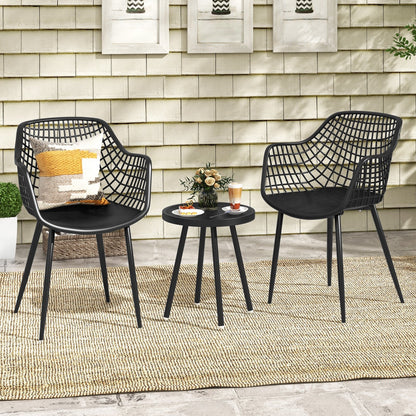 3 Piece Patio Chair Set with PP Seat and Tabletop for Porch, Black Patio Conversation Sets   at Gallery Canada