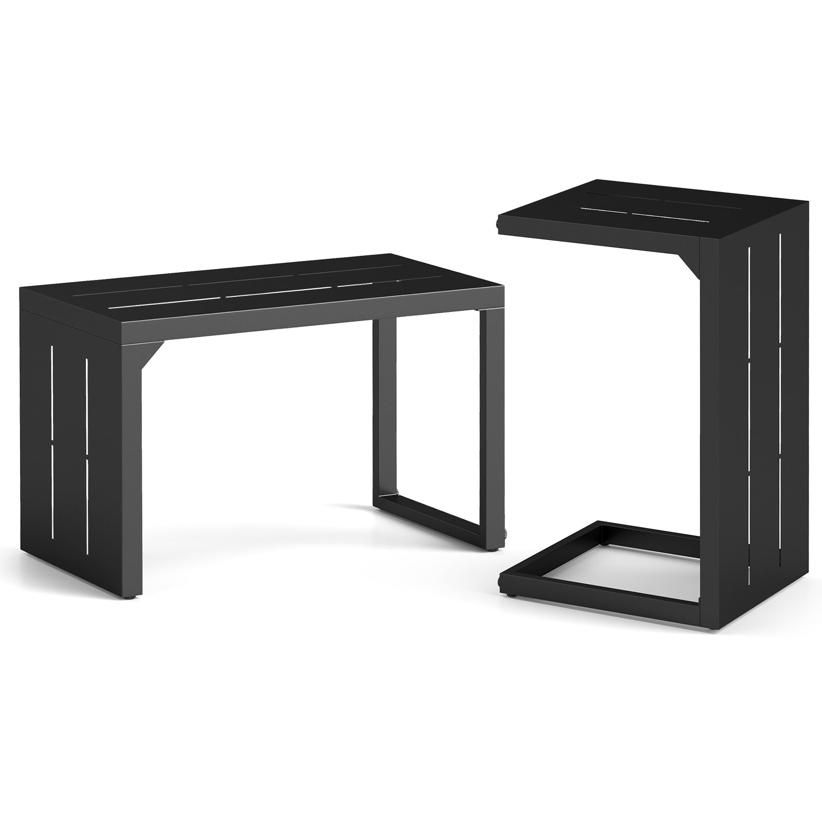 Set of 2 C-Shaped End Table with Adjustable Foot Pads for Indoors Outdoors, Black End & Side Tables at Gallery Canada
