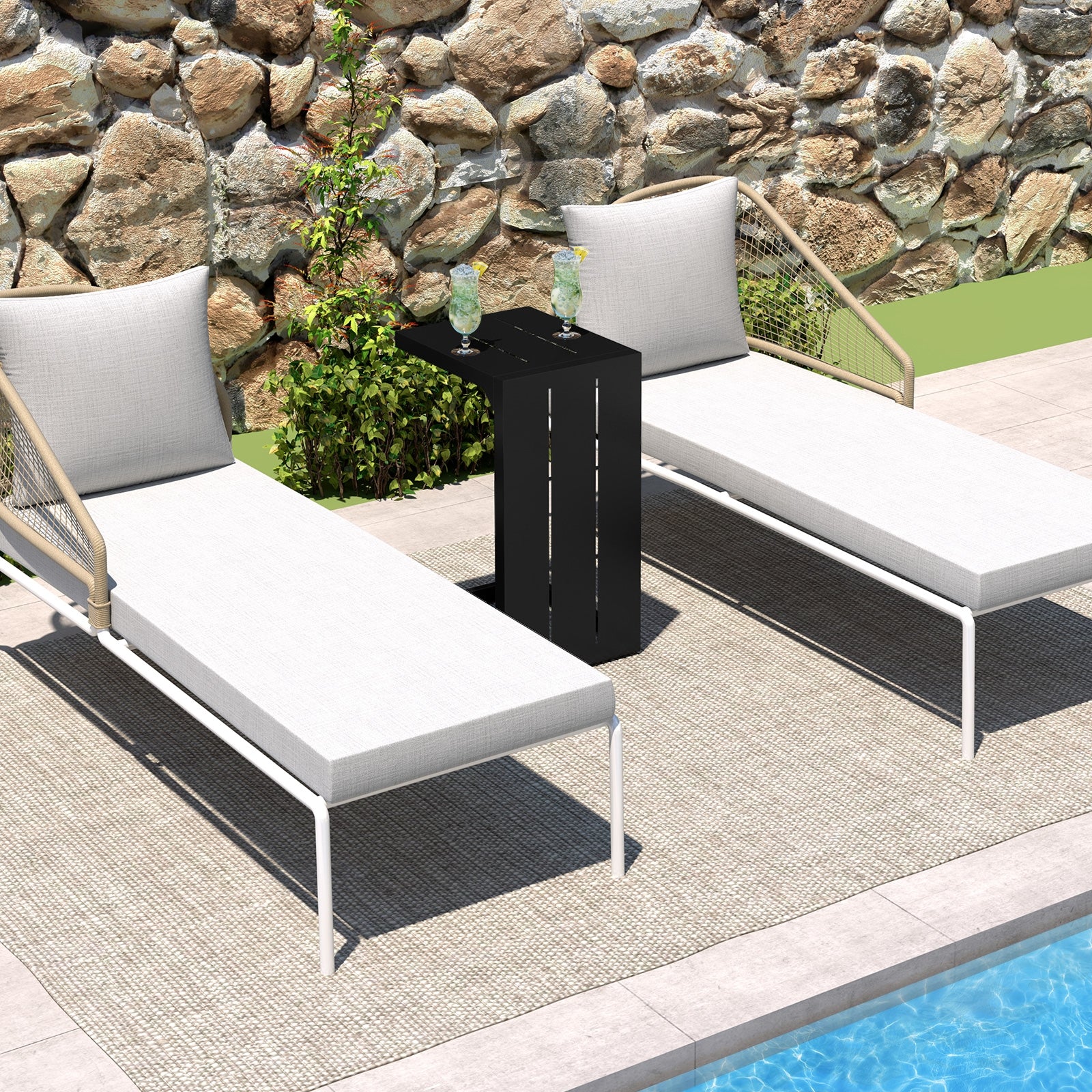 Set of 2 C-Shaped End Table with Adjustable Foot Pads for Indoors Outdoors, Black End & Side Tables at Gallery Canada