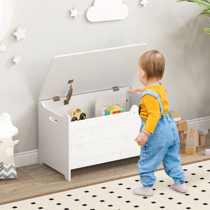 Wooden Kids Toy Box with Safety Hinge, White Kids Storage   at Gallery Canada