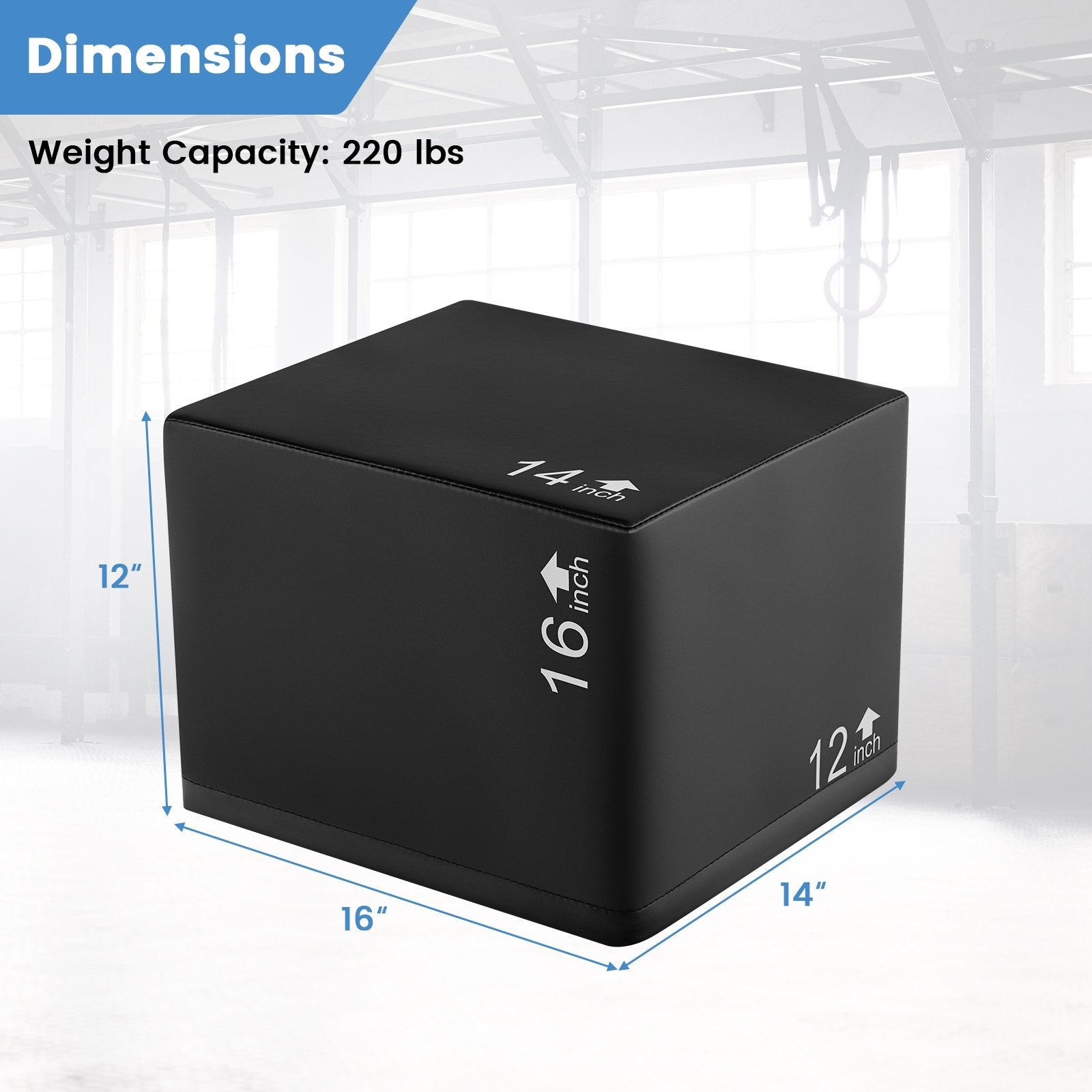 3 In 1 Foam Plyometric Box with 3 Heights and Easy-to-Clean PU Cover-16 Inches Sport Equipments at Gallery Canada