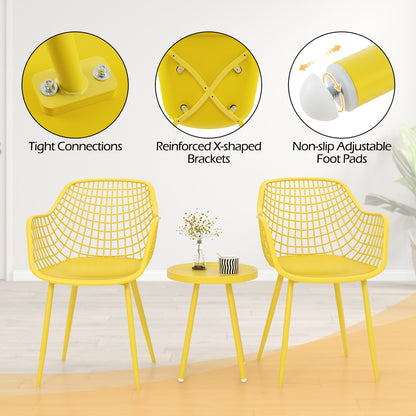 3 Piece Patio Chair Set with PP Seat and Tabletop for Porch, Yellow Patio Conversation Sets   at Gallery Canada