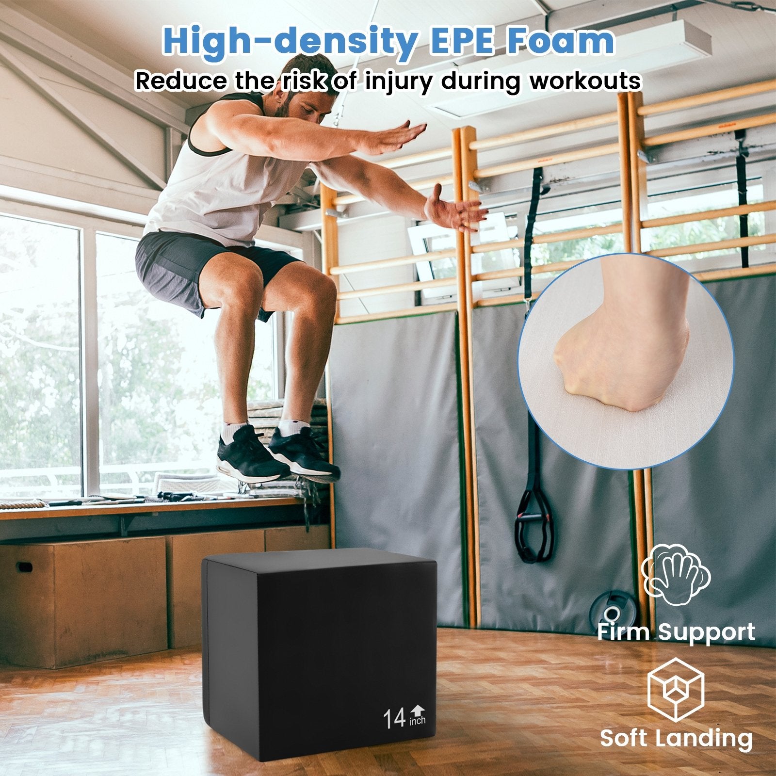 3 In 1 Foam Plyometric Box with 3 Heights and Easy-to-Clean PU Cover-16 Inches Sport Equipments at Gallery Canada