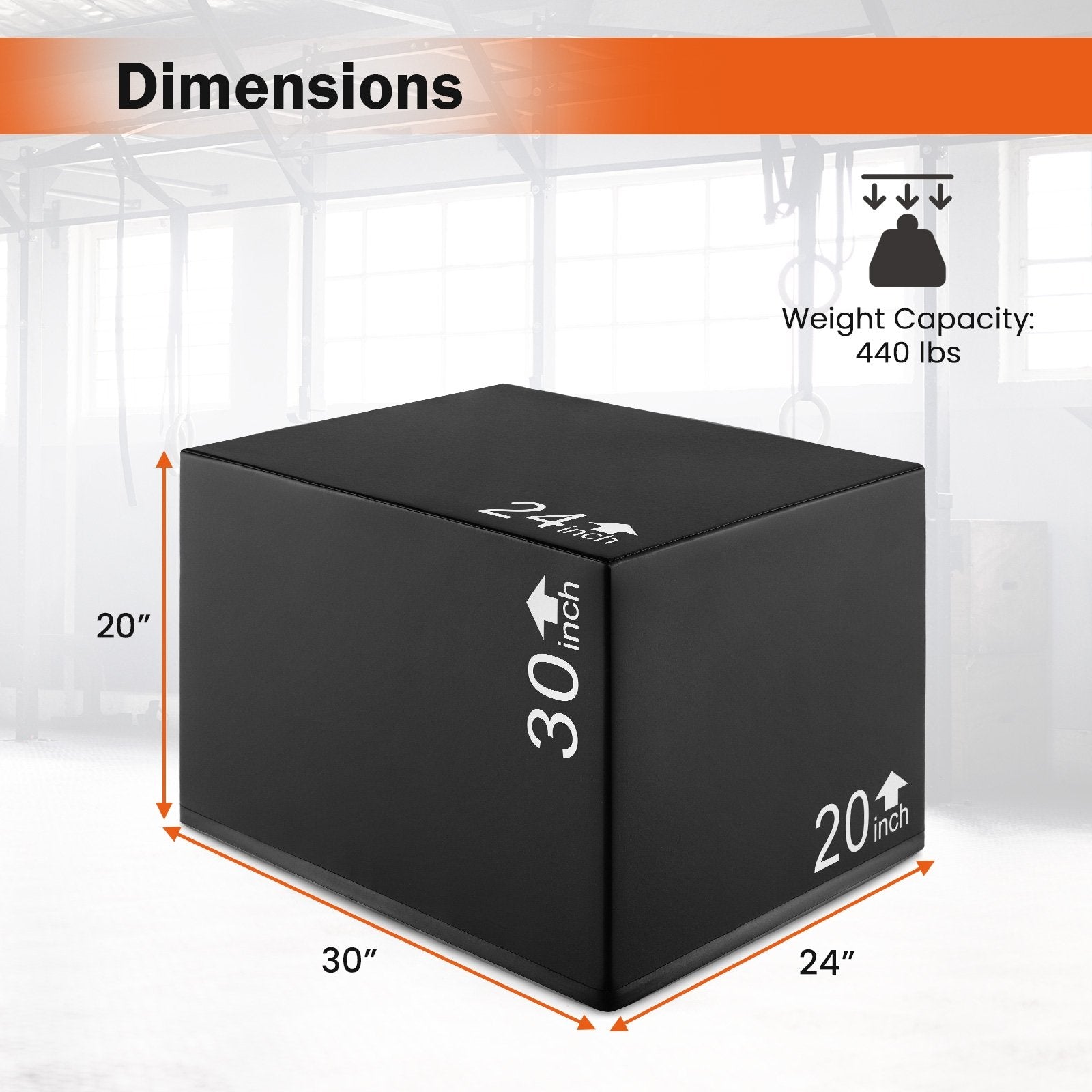 3 In 1 Foam Plyometric Box with 3 Heights and Easy-to-Clean PU Cover-30 inches Sport Equipments at Gallery Canada