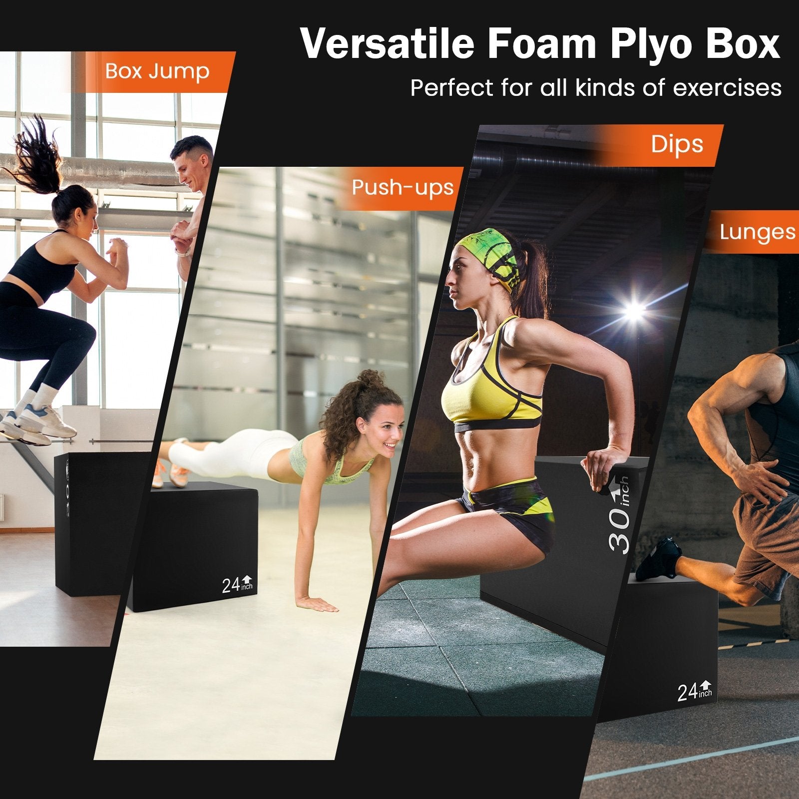 3 In 1 Foam Plyometric Box with 3 Heights and Easy-to-Clean PU Cover-30 inches Sport Equipments at Gallery Canada