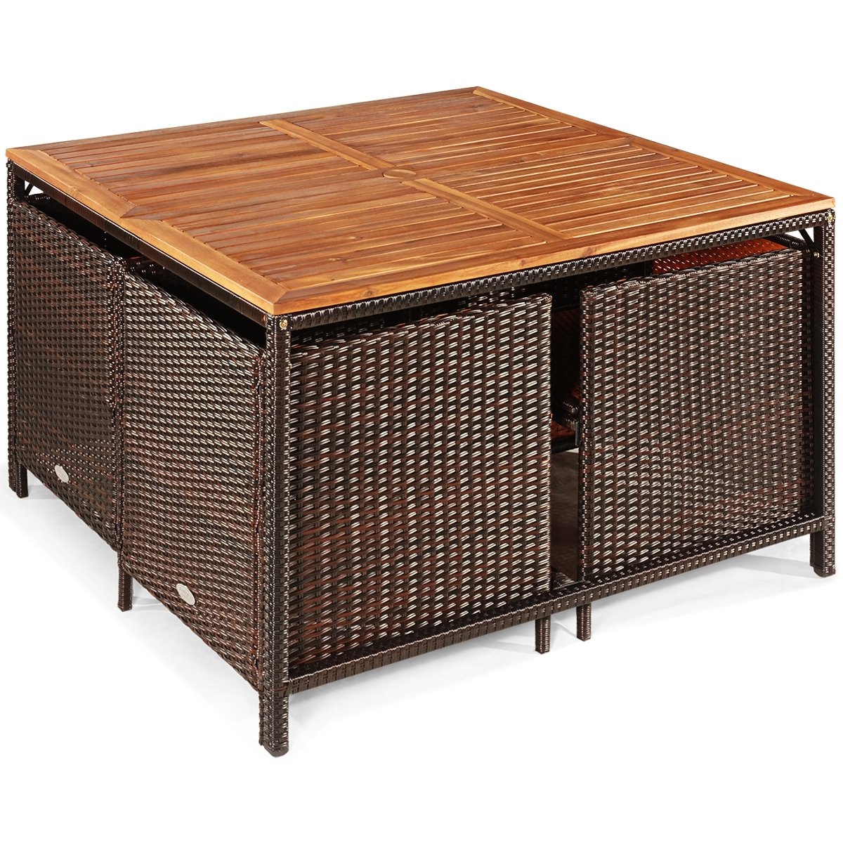 9 Pieces Patio Rattan Dining Cushioned Chairs Set, Black Patio Dining Sets at Gallery Canada