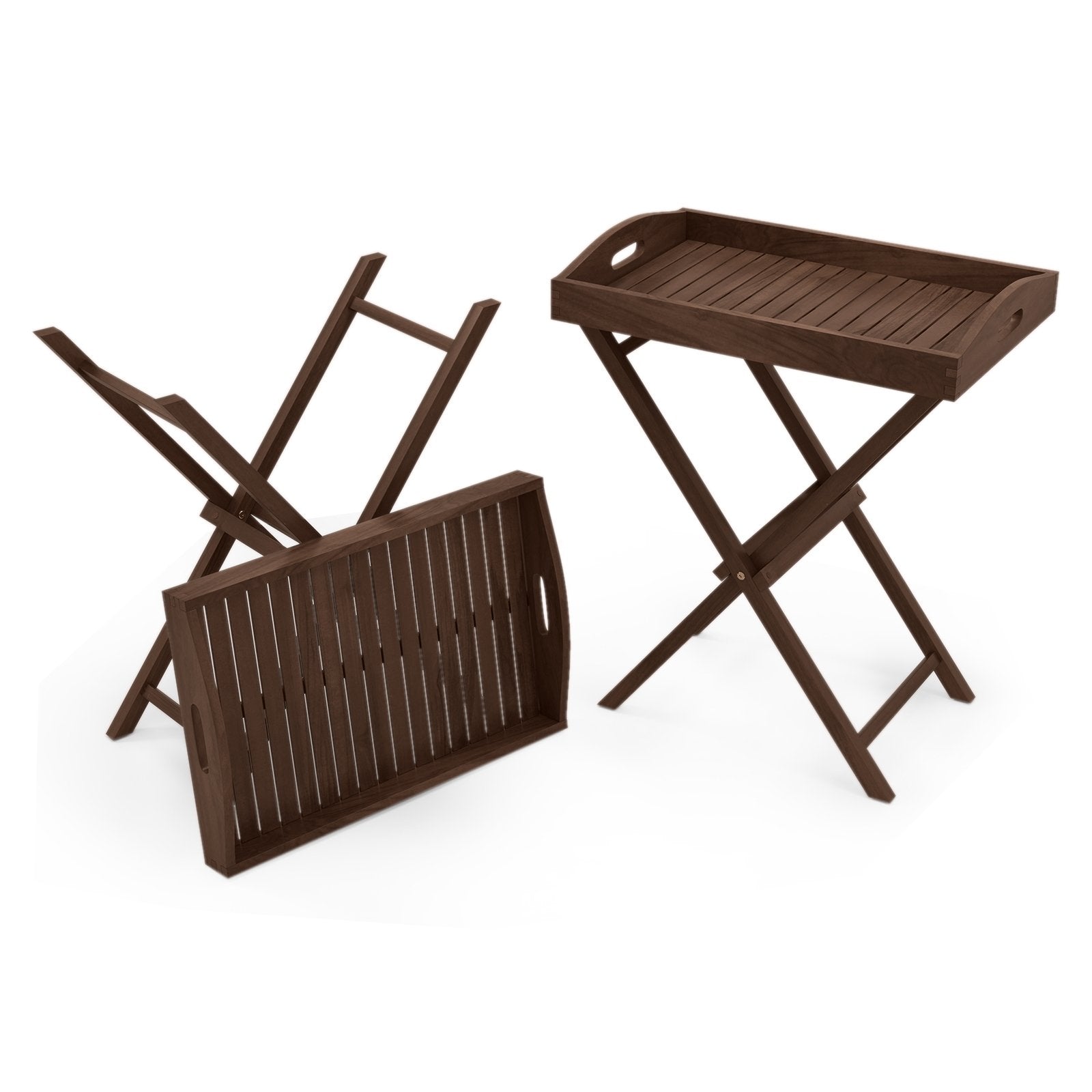 Solid Teak Wood Tray Table with Removable Tray Top for Patio and Garden Patio Coffee Tables at Gallery Canada