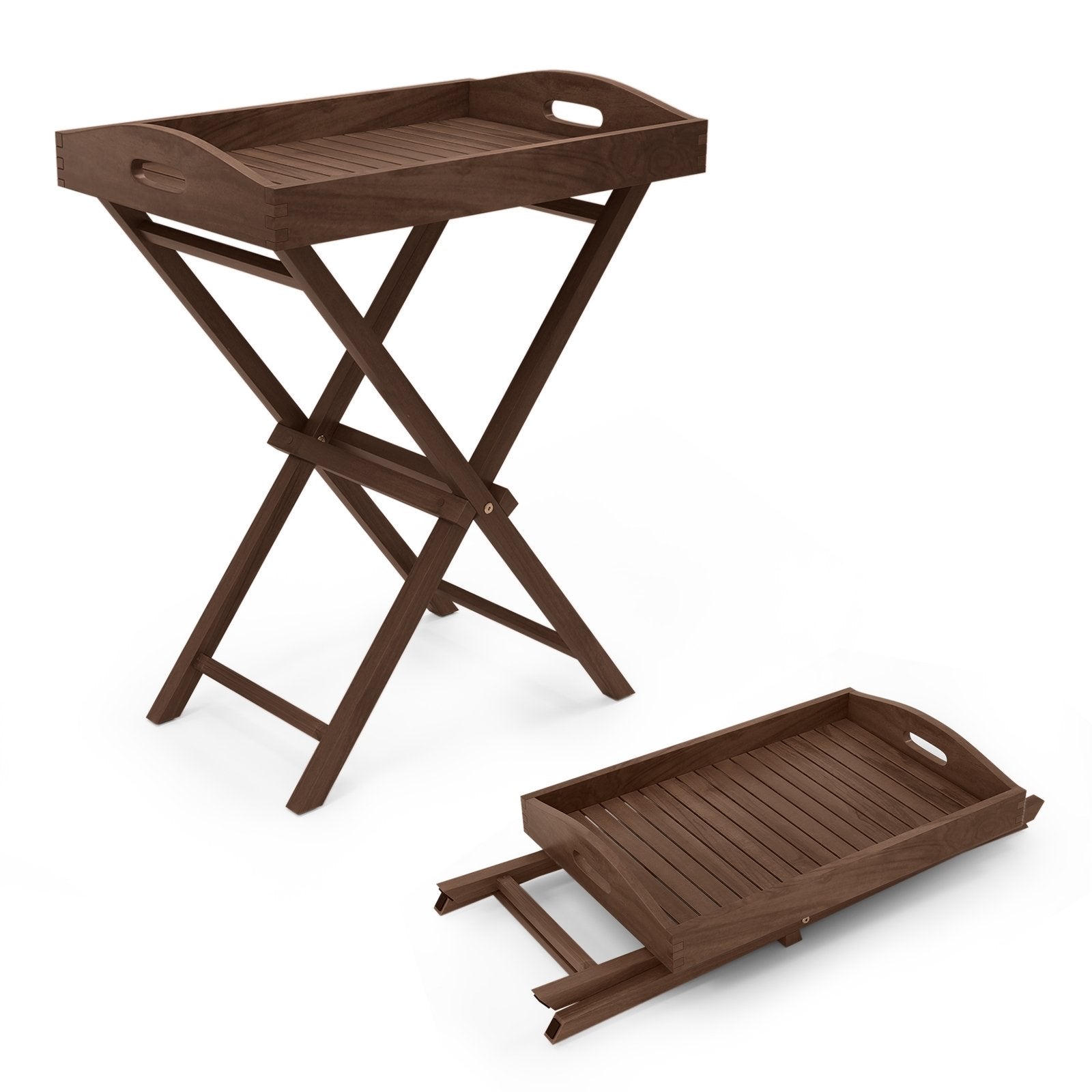 Solid Teak Wood Tray Table with Removable Tray Top for Patio and Garden Patio Coffee Tables Options at Gallery Canada