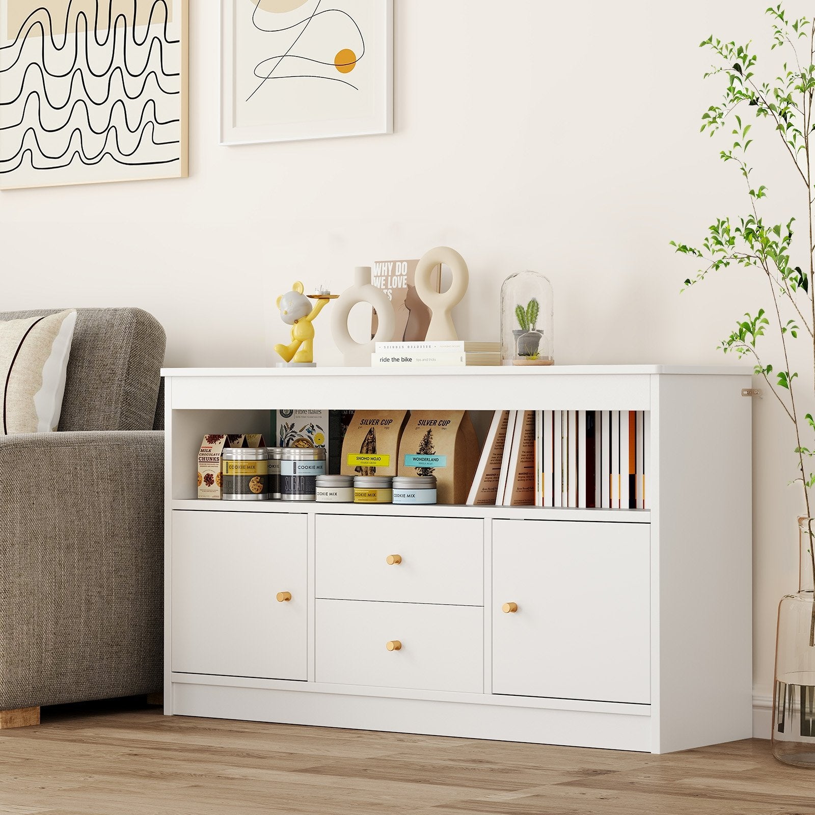 Kids Toy Storage Organizer with Open Shelf and 2 Drawers for Playroom, White Kids Storage at Gallery Canada