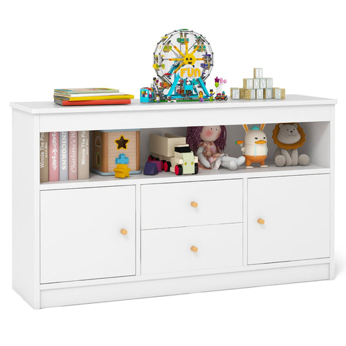 Kids Toy Storage Organizer with Open Shelf and 2 Drawers for Playroom, White