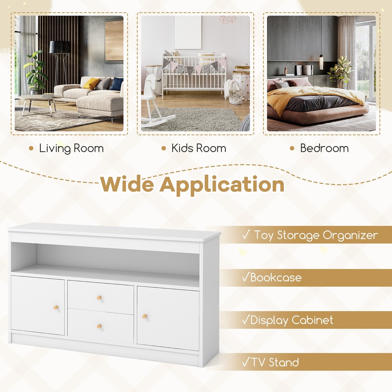 Kids Toy Storage Organizer with Open Shelf and 2 Drawers for Playroom, White Kids Storage at Gallery Canada