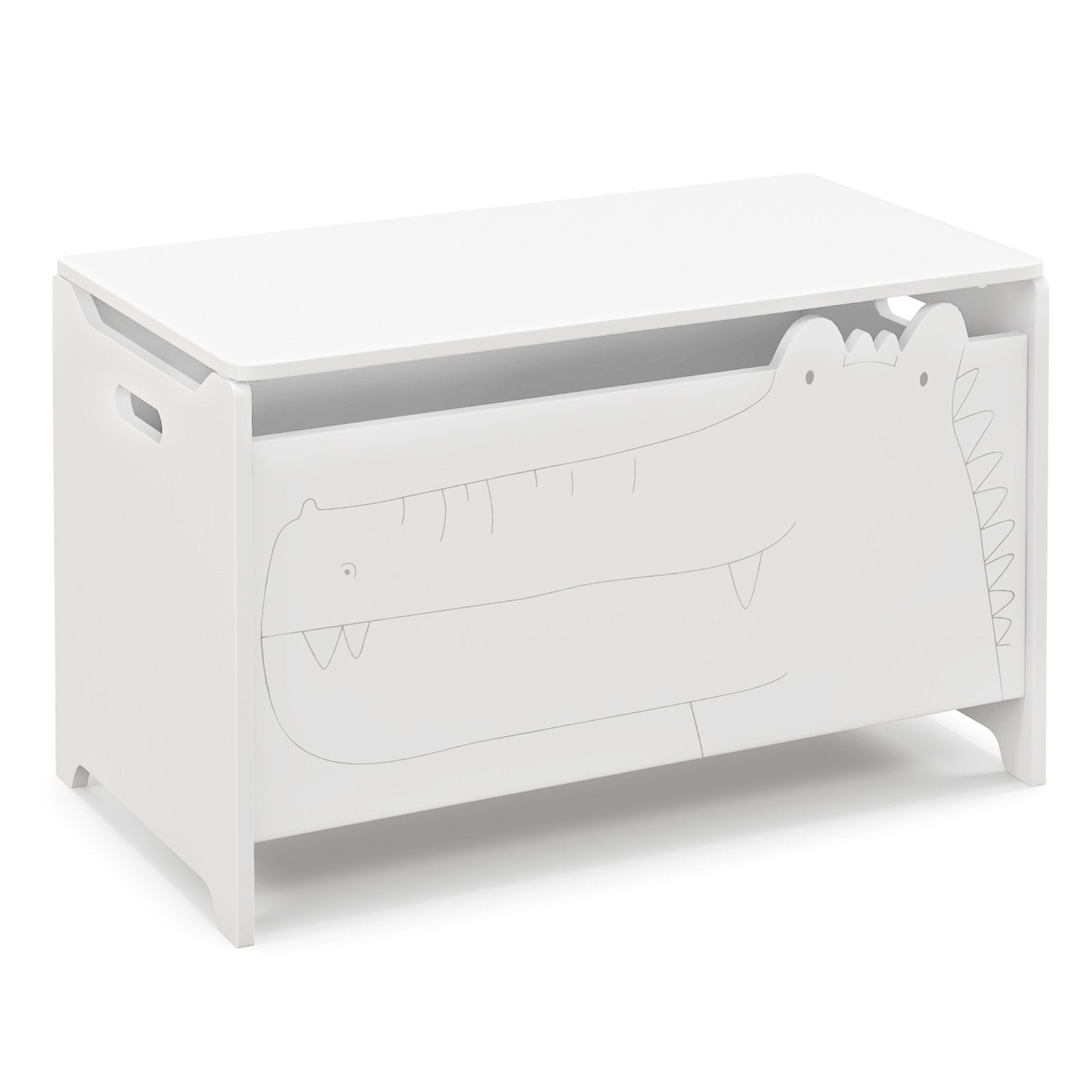 Wooden Kids Toy Box with Safety Hinge, White Kids Storage White  at Gallery Canada