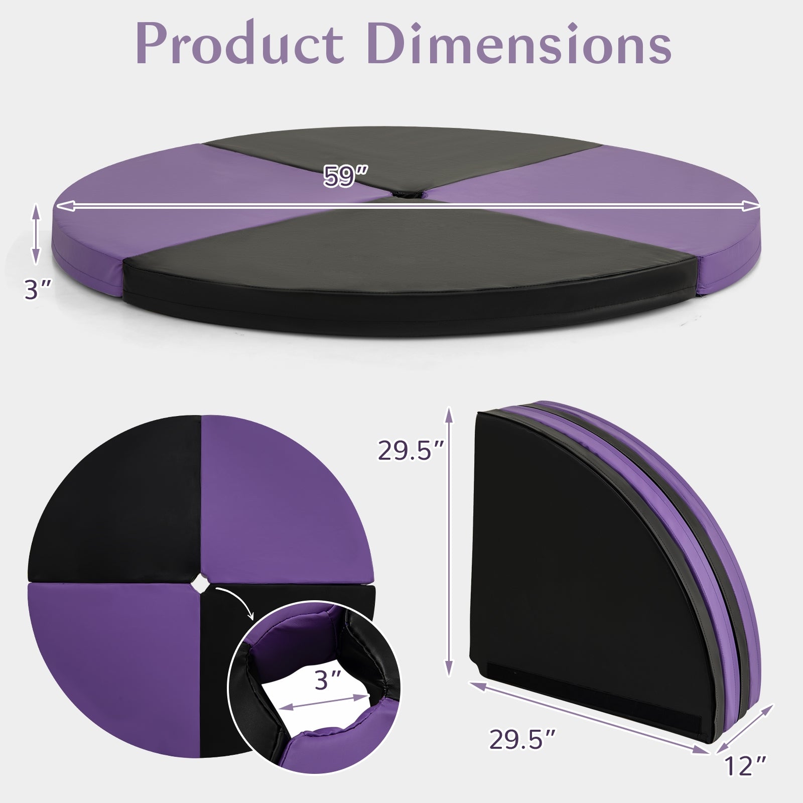 Pole Dance Crash Mat Round Portable Yoga Mat with EPE Foam, Purple Yoga & Gym Mats at Gallery Canada