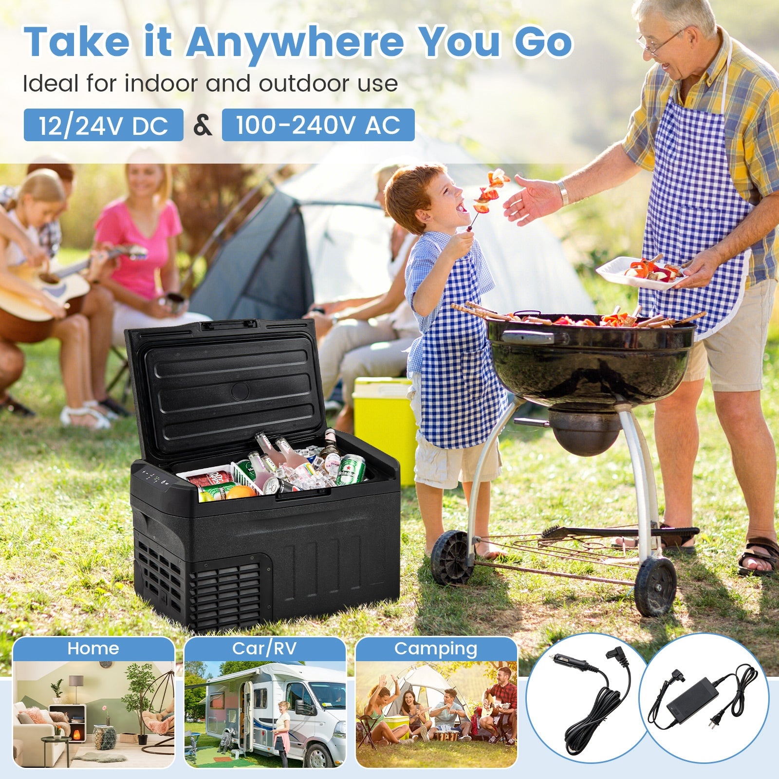 12 Volt Car Refrigerator with Adjustable Range and Divider for Camping RV Travel Fishing Home Coolers at Gallery Canada