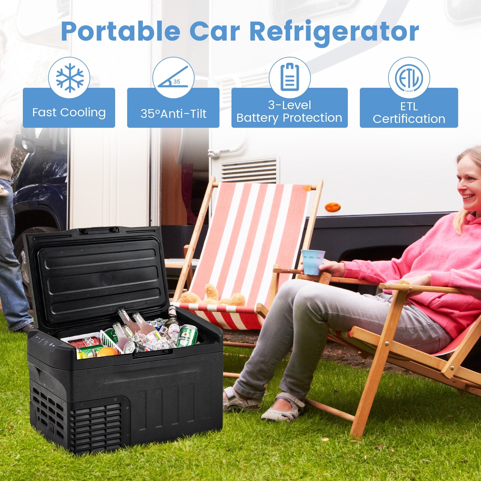 12 Volt Car Refrigerator with Adjustable Range and Divider for Camping RV Travel Fishing Home Coolers at Gallery Canada