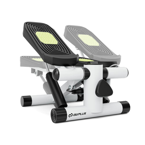 Mini Stepper with Resistance Bands and Adjustable Height for Exercise at Home, White