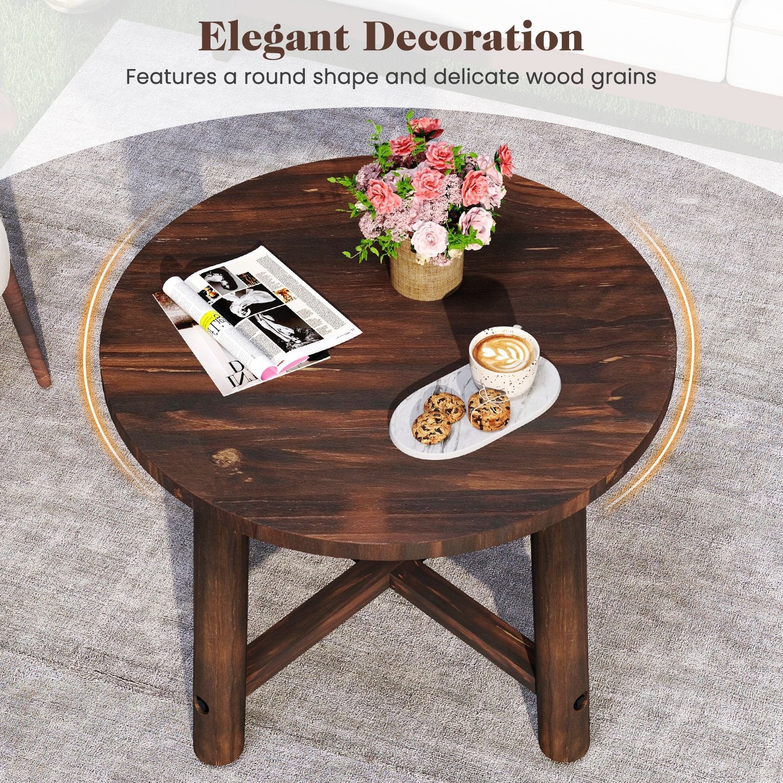 Patio End Table with Solid Wood Structure for Garden Deck Poolside and Indoors, Brown Patio Coffee Tables at Gallery Canada
