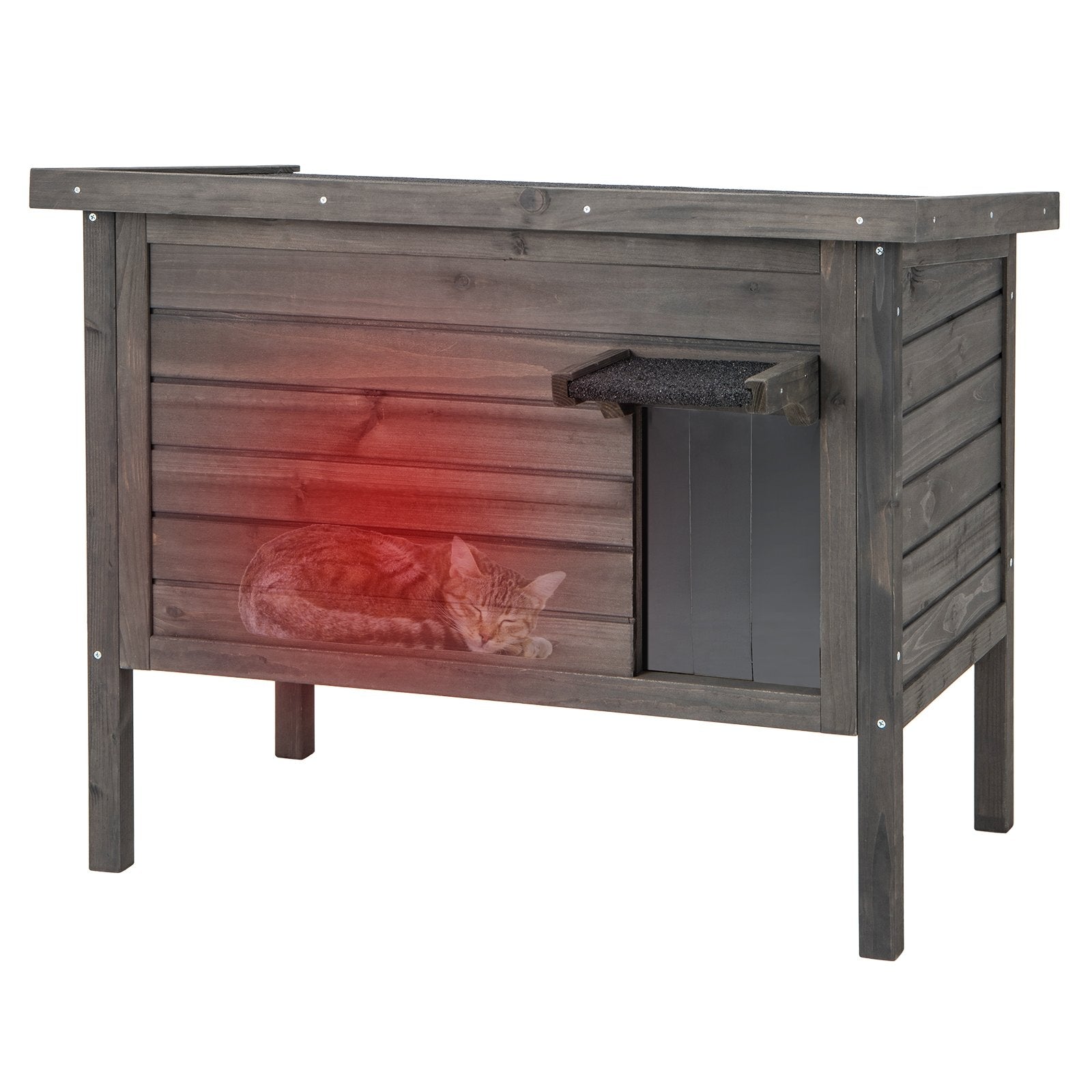 Outdoor Insulated Cat House with All-Round Foam Insulated for Winter, Gray Cat Houses at Gallery Canada