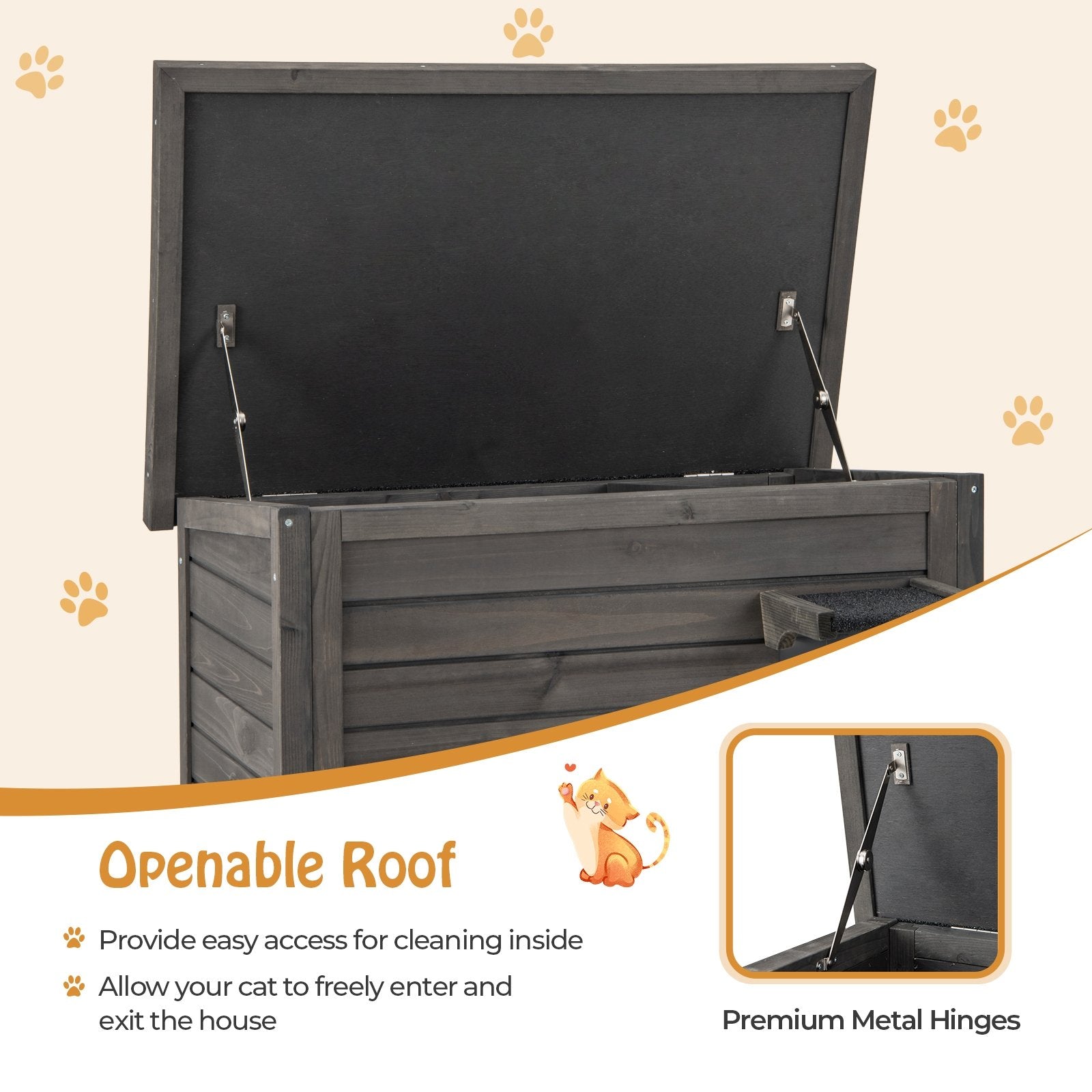 Outdoor Insulated Cat House with All-Round Foam Insulated for Winter, Gray Cat Houses at Gallery Canada