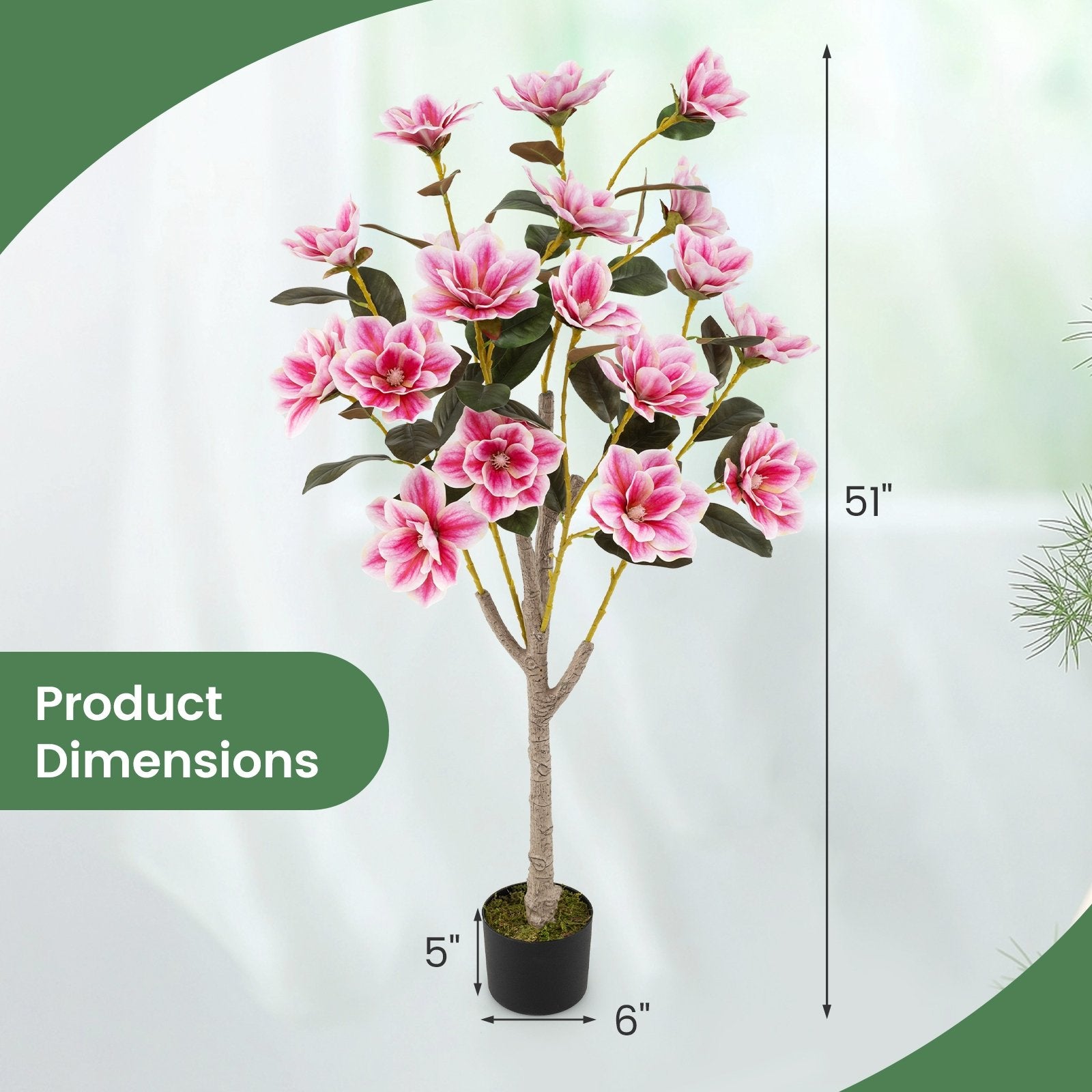 Faux Wedding Flower Plant with Elegant PEVA Leaves and Multi-branch Trunks, Pink Faux Plants at Gallery Canada