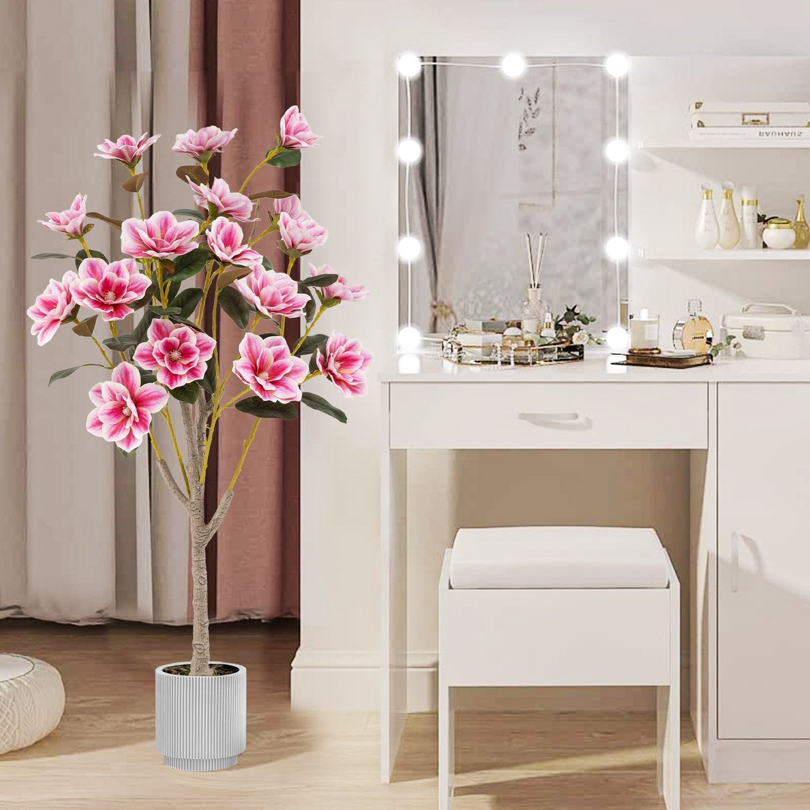 Faux Wedding Flower Plant with Elegant PEVA Leaves and Multi-branch Trunks, Pink Faux Plants at Gallery Canada
