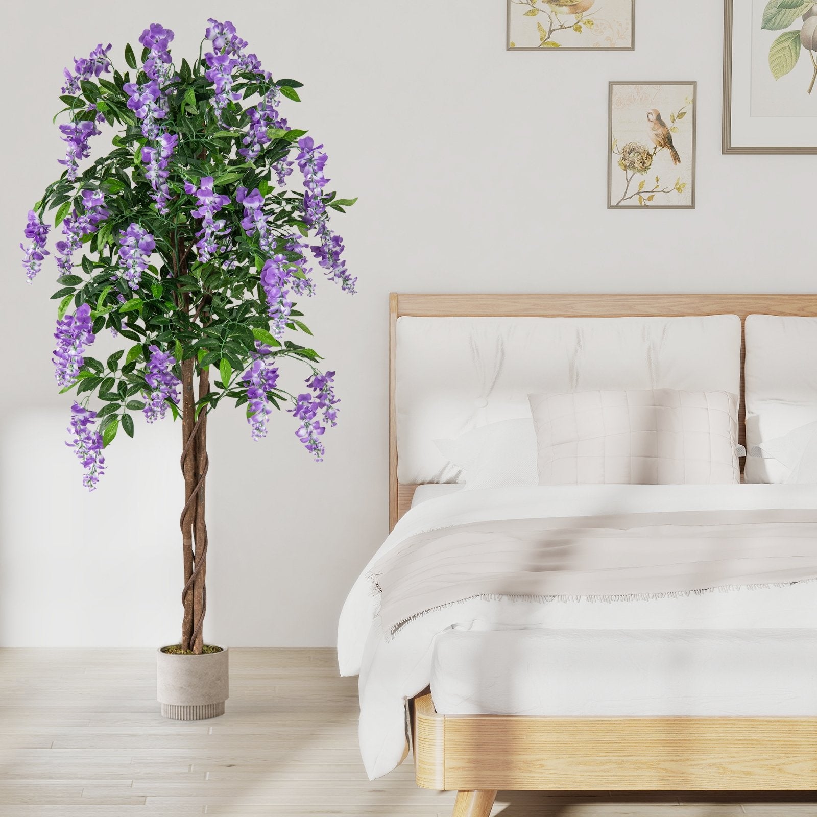 5.5 FT Faux Wisteria Plant in Nursery Pot with Blooming Flowers, Purple Faux Plants at Gallery Canada