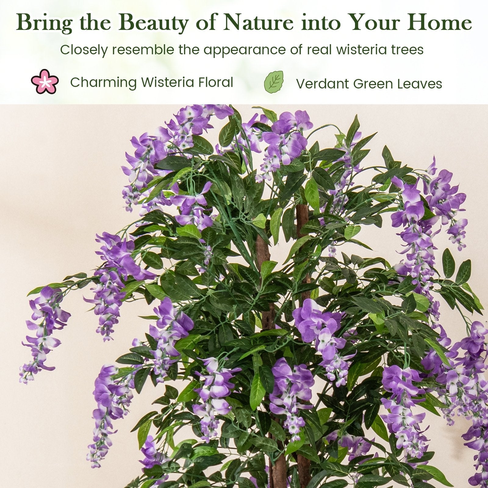 5.5 FT Faux Wisteria Plant in Nursery Pot with Blooming Flowers, Purple Faux Plants at Gallery Canada