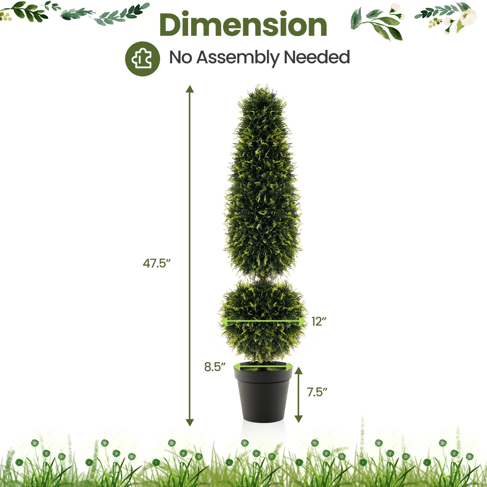 4 Feet Artificial Boxwood Topiary Tree with Natural Vines and PE Leaves, Green Faux Plants at Gallery Canada