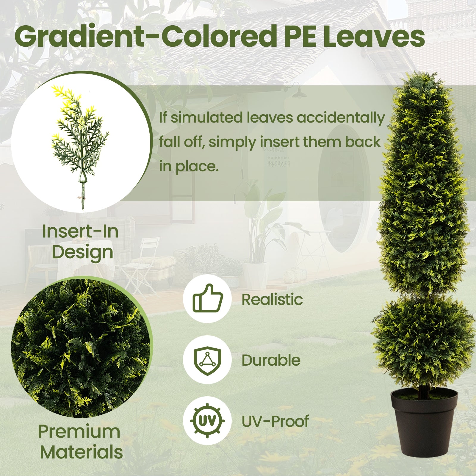 4 Feet Artificial Boxwood Topiary Tree with Natural Vines and PE Leaves, Green Faux Plants at Gallery Canada
